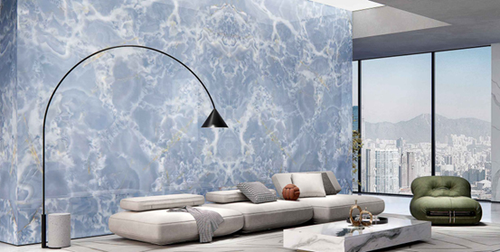 Design-inspired large format stoneware collections by MOREROOM STONE in premium spaces