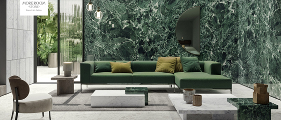 Large format sintered stone slabs from MOREROOM STONE showing design and structural integrity